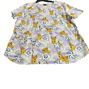 Disney Simba Floral Print Top - Yellow and Blue Sz large Ptp 23 “